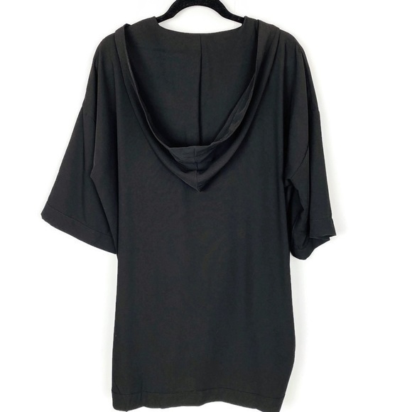Aoyama Itchome Black Tunic Mini Dress Hooded Pullover Size M/L - Picture 2 of 8